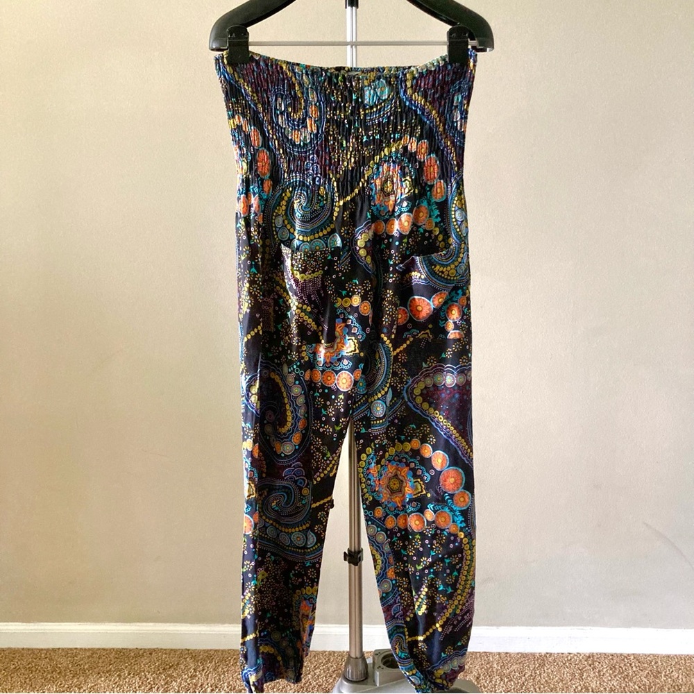 **GIVEAWAY** Paisley Print Bali Yoga Pants with Shirred Waist Size L Boho - Picture 3 of 14
